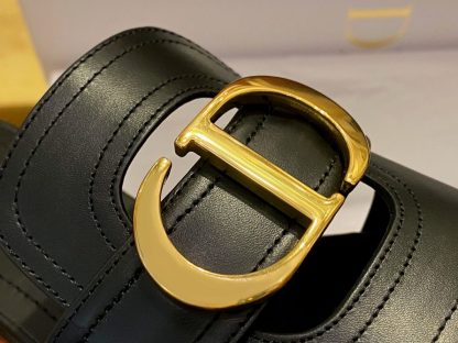  Dior 30 Montaigne Heeled Slide Black Calfskin For Women 2024 #3323 - Image 3