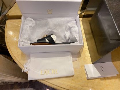  Dior 30 Montaigne Slide Black Calfskin For Women 2024 #3322 - Image 7