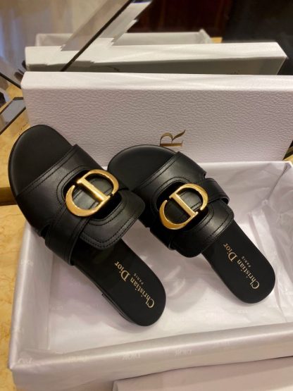  Dior 30 Montaigne Slide Black Calfskin For Women 2024 #3322 - Image 10