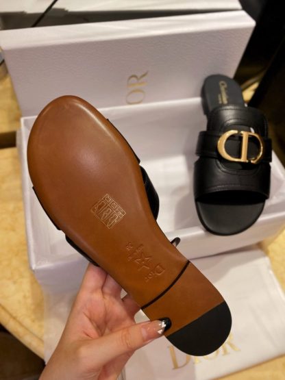  Dior 30 Montaigne Slide Black Calfskin For Women 2024 #3322 - Image 5