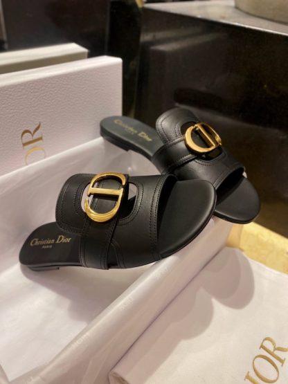  Dior 30 Montaigne Slide Black Calfskin For Women 2024 #3322 - Image 3