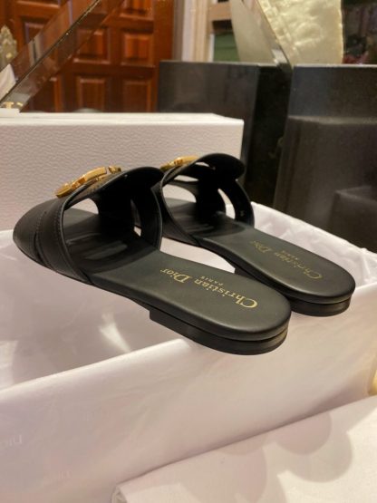  Dior 30 Montaigne Slide Black Calfskin For Women 2024 #3322 - Image 2