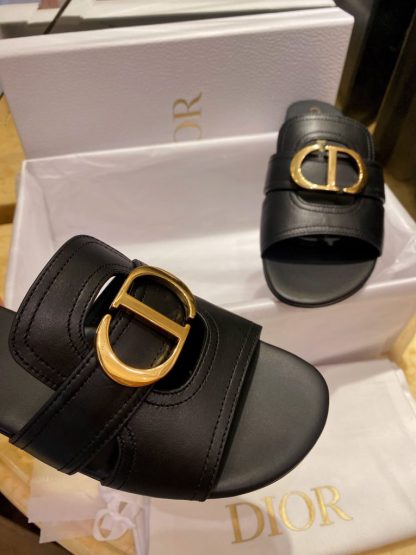  Dior 30 Montaigne Slide Black Calfskin For Women 2024 #3322 - Image 4