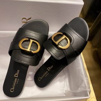 Replica Dior 30 Montaigne Slide Black Calfskin For Women 2024 #3322
