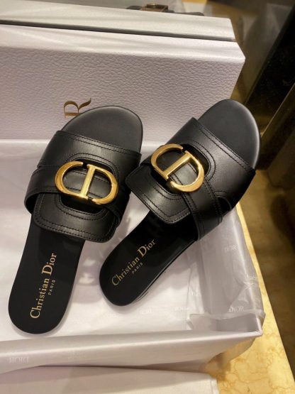 Replica Dior 30 Montaigne Slide Black Calfskin For Women 2024 #3322