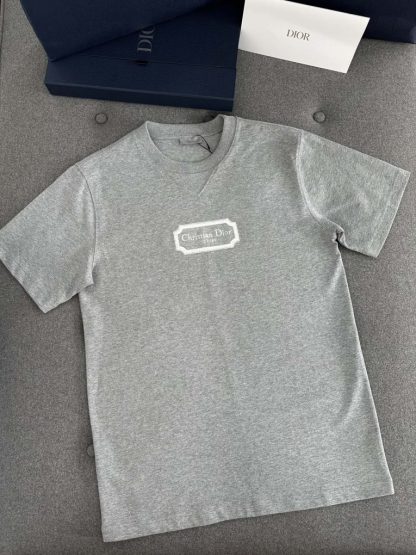 Replica Christian Dior Couture Relaxed-Fit T-Shirt Gray Cotton Jersey for Men #3300
