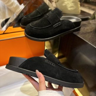 Replica Hermes Women's GO Mule Black Suede Mule #3342