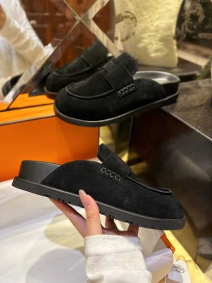 Replica Hermes Women's GO Mule Black Suede Mule #3342
