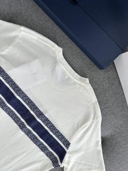  Dior Women's T Shirt White and Navy Blue Cotton Jersey #3291 - Image 11