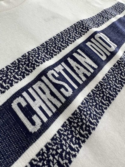  Dior Women's T Shirt White and Navy Blue Cotton Jersey #3291 - Image 9