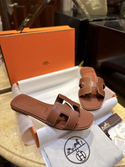  Hermes Women's Oran Sandal Flat CalfSkin #3333 - Image 3