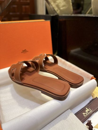  Hermes Women's Oran Sandal Flat CalfSkin #3333 - Image 4