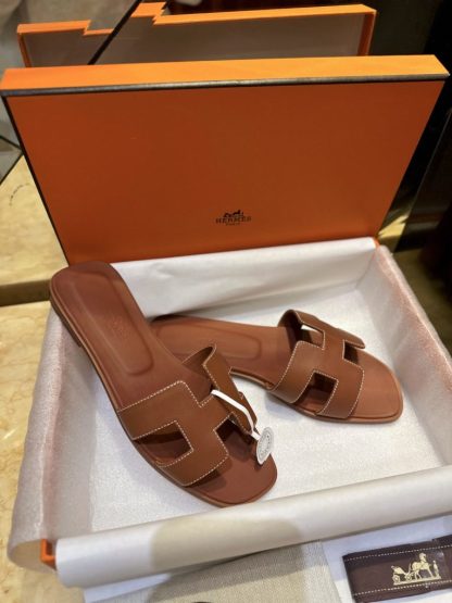  Hermes Women's Oran Sandal Flat CalfSkin #3333 - Image 5