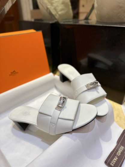  Hermes Women's GIGI 50 Sandal white CalfSkin #3337 - Image 10