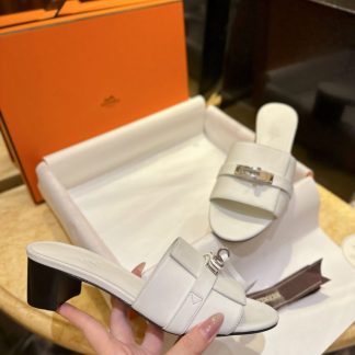 Replica Hermes Women's GIGI 50 Sandal white CalfSkin #3337