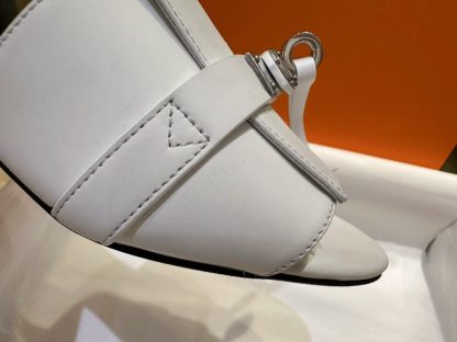  Hermes Women's GIGI 50 Sandal white CalfSkin #3337 - Image 3