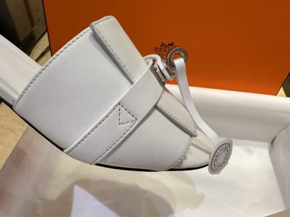  Hermes Women's GIGI 50 Sandal white CalfSkin #3337 - Image 2