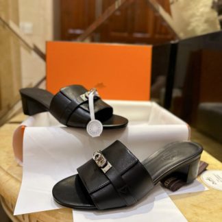 Replica Hermes Women's GIGI 50 Sandal Black CalfSkin #3336