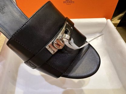  Hermes Women's GIGI 50 Sandal Black CalfSkin #3336 - Image 2