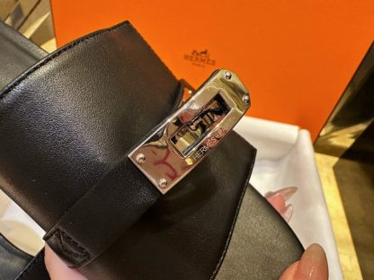  Hermes Women's GIGI 50 Sandal Black CalfSkin #3336 - Image 3