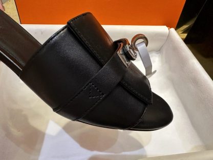  Hermes Women's GIGI 50 Sandal Black CalfSkin #3336 - Image 7