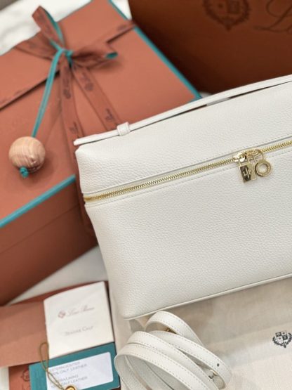  Loro Piana Extra Poket L27 Bags Calfskin Gold #3005 - Image 3