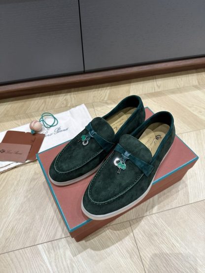  Loro Piana Summer Charms Walk Moccasin Women's Suede Loafer #3176 - Image 9