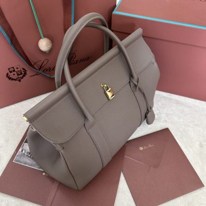  Loro Piana Loom bag L32 Women Tote Fossil Grained Calfskin #3353 - Image 6