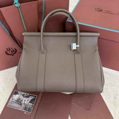  Loro Piana Loom bag L32 Women Tote Fossil Grained Calfskin #3353 - Image 9