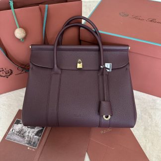 Replica Loro Piana Loom bag L32 Women Tote Azuki Beans Grained Calfskin #3348