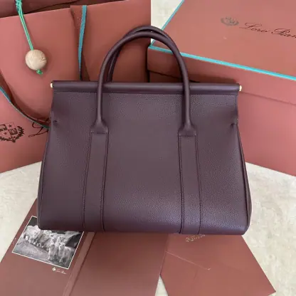  Loro Piana Loom bag L32 Women Tote Azuki Beans Grained Calfskin #3348 - Image 7