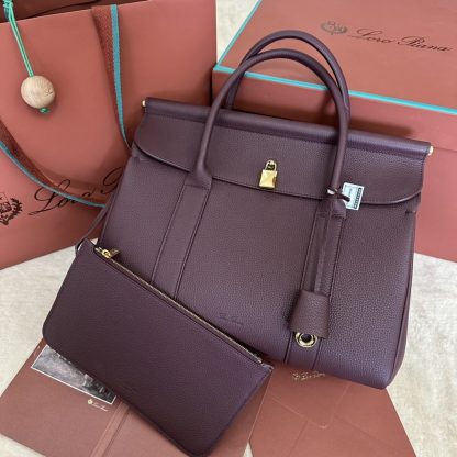  Loro Piana Loom bag L32 Women Tote Azuki Beans Grained Calfskin #3348 - Image 8