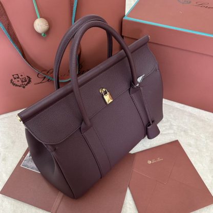  Loro Piana Loom bag L32 Women Tote Azuki Beans Grained Calfskin #3348 - Image 9