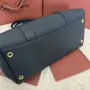  Loro Piana Loom bag L32 Women Tote Navy Blue Grained Calfskin #3347 - Image 8