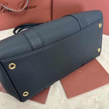  Loro Piana Loom bag L32 Women Tote Navy Blue Grained Calfskin #3347 - Image 8