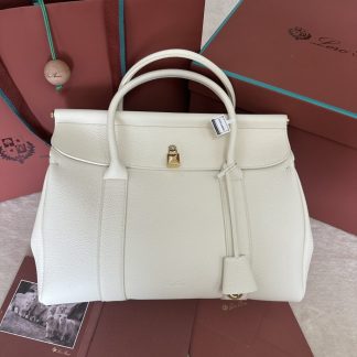 Replica Loro Piana Loom bag L32 Women Tote Whisper White Grained Calfskin #3352