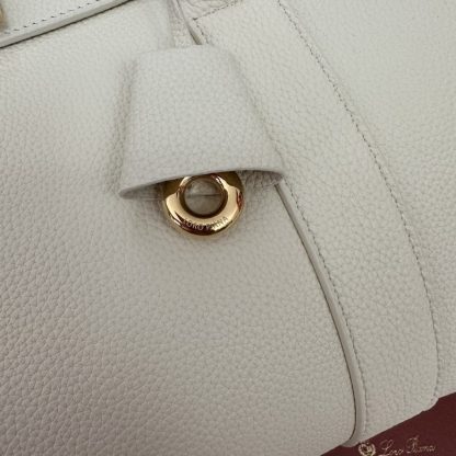  Loro Piana Loom bag L32 Women Tote Whisper White Grained Calfskin #3352 - Image 3