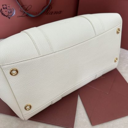  Loro Piana Loom bag L32 Women Tote Whisper White Grained Calfskin #3352 - Image 5