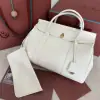  Loro Piana Loom bag L32 Women Tote Whisper White Grained Calfskin #3352 - Image 9