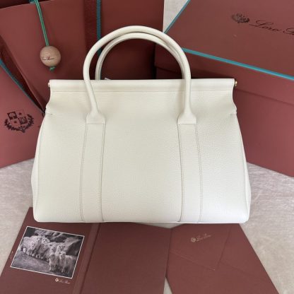  Loro Piana Loom bag L32 Women Tote Whisper White Grained Calfskin #3352 - Image 6