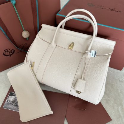  Loro Piana Loom bag L32 Women Tote Creamed Honey Grained Calfskin #3351 - Image 2