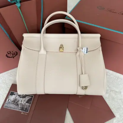 Replica Loro Piana Loom bag L32 Women Tote Creamed Honey Grained Calfskin #3351