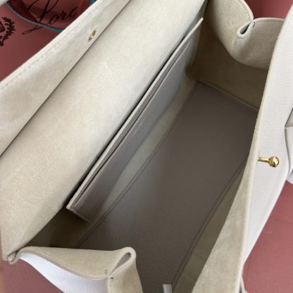  Loro Piana Loom bag L32 Women Tote Light Travertine Grained Calfskin #3350 - Image 3