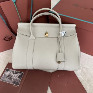 Replica Loro Piana Loom bag L32 Women Tote Light Travertine Grained Calfskin #3350