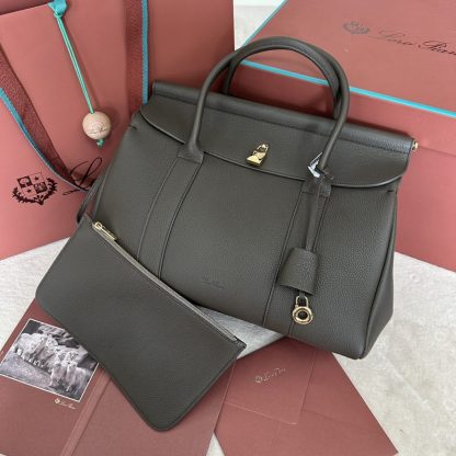  Loro Piana Loom bag L32 Women Tote Sicilian Capers Grained Calfskin #3349 - Image 7