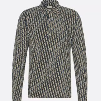 Replica Dior Oblique Overshirt Navy Blue Cotton Jacquard Shirts unisex #3293