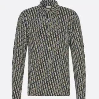 Replica Dior Oblique Overshirt Navy Blue Cotton Jacquard Shirts unisex #3293