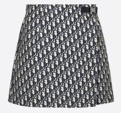 Replica Dior Women Skirt Skort Blue and Ecru Technical Taffeta Jacquard with Dior Oblique Motif #3299