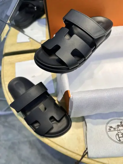 Hermes Women's Chypre Sandal Black CalfSkin #3332 - Image 14