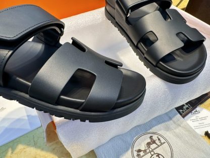 Hermes Women's Chypre Sandal Black CalfSkin #3332 - Image 6